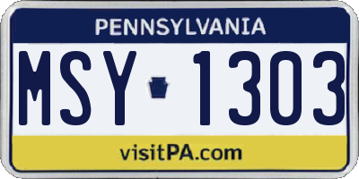 PA license plate MSY1303