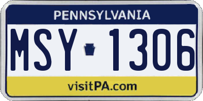 PA license plate MSY1306
