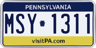 PA license plate MSY1311