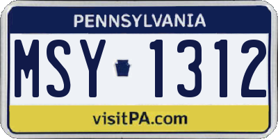 PA license plate MSY1312