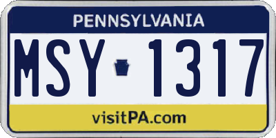 PA license plate MSY1317