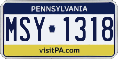 PA license plate MSY1318
