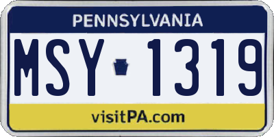 PA license plate MSY1319