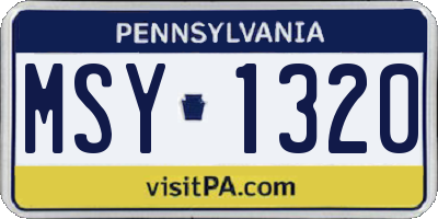 PA license plate MSY1320