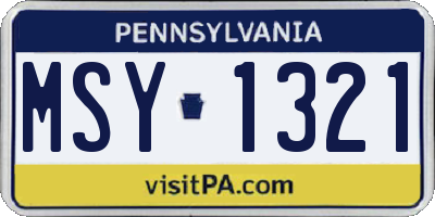 PA license plate MSY1321