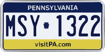 PA license plate MSY1322