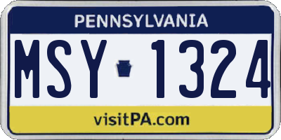 PA license plate MSY1324