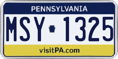 PA license plate MSY1325