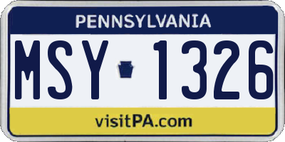 PA license plate MSY1326