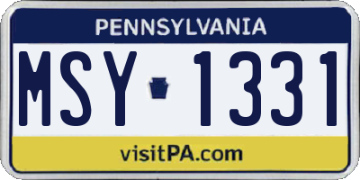 PA license plate MSY1331