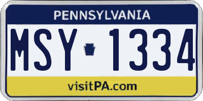 PA license plate MSY1334
