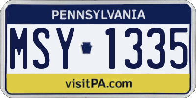 PA license plate MSY1335
