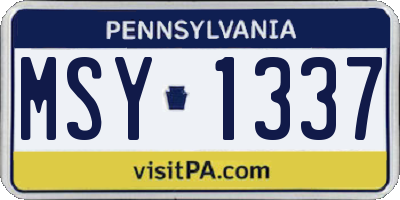 PA license plate MSY1337