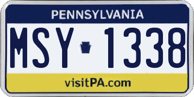 PA license plate MSY1338