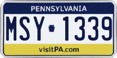 PA license plate MSY1339