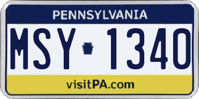 PA license plate MSY1340