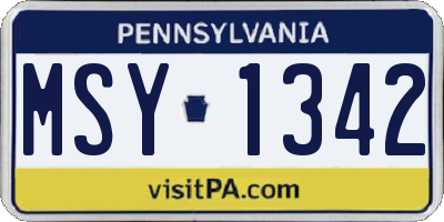 PA license plate MSY1342