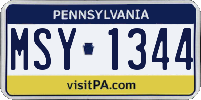 PA license plate MSY1344