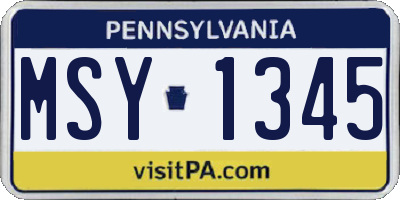 PA license plate MSY1345