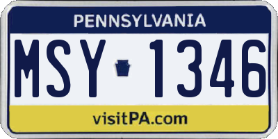 PA license plate MSY1346