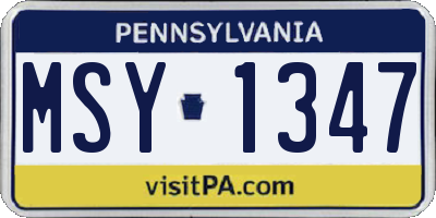 PA license plate MSY1347