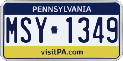 PA license plate MSY1349