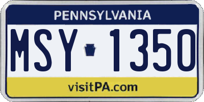 PA license plate MSY1350