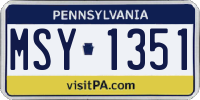 PA license plate MSY1351