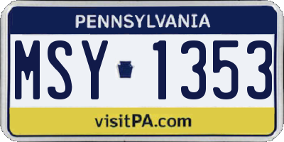 PA license plate MSY1353