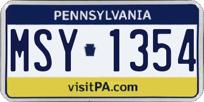 PA license plate MSY1354
