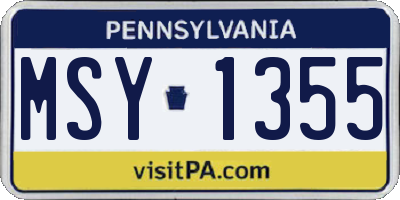 PA license plate MSY1355