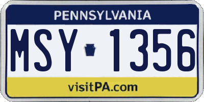 PA license plate MSY1356