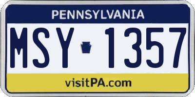 PA license plate MSY1357