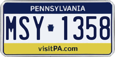 PA license plate MSY1358