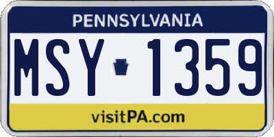 PA license plate MSY1359