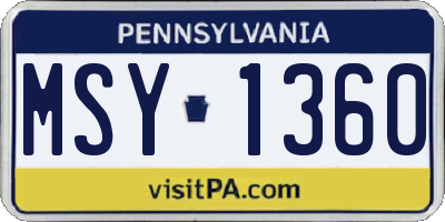 PA license plate MSY1360