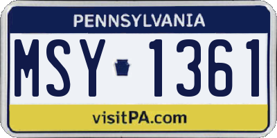 PA license plate MSY1361