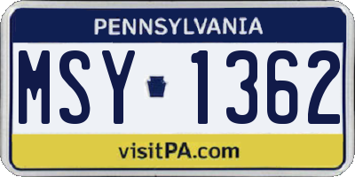 PA license plate MSY1362