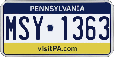PA license plate MSY1363