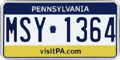 PA license plate MSY1364