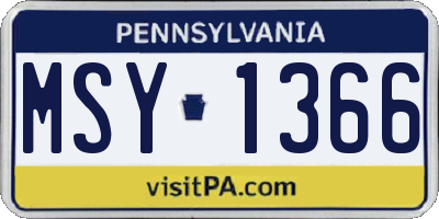 PA license plate MSY1366