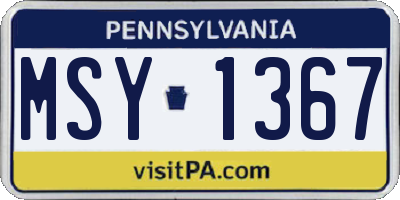 PA license plate MSY1367