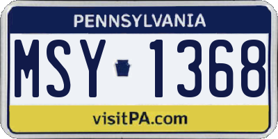PA license plate MSY1368