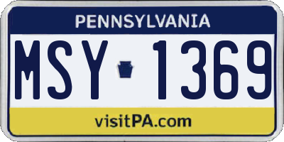 PA license plate MSY1369