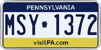 PA license plate MSY1372