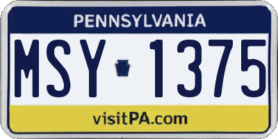 PA license plate MSY1375