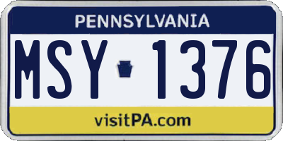 PA license plate MSY1376