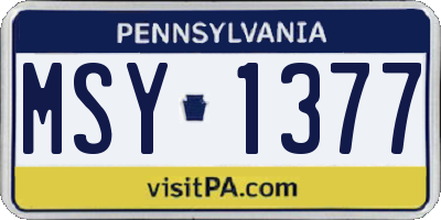 PA license plate MSY1377