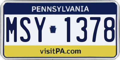 PA license plate MSY1378