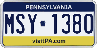 PA license plate MSY1380